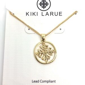 3/$30 KIKI LARUE GOLD-TONE OPENWORK MEDALLION CIRCLE FLORAL PENDANT NECKLACE